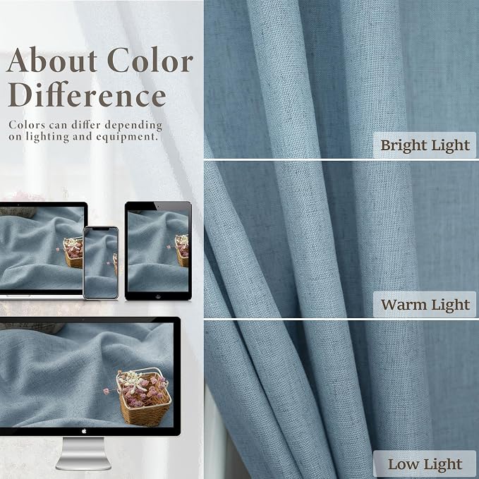 Pitalk 102 Length Curtains for Living Room Dinning 2 Panels Back Tab Pocket - Image 4
