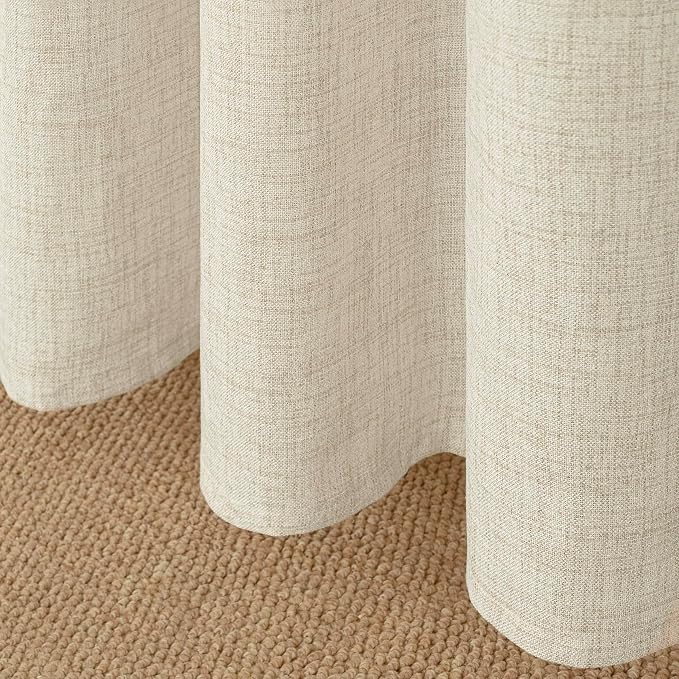 YoungsTex Short Linen Semi Sheer Curtains 45 Inch Length 2 Panels, Light - Image 8