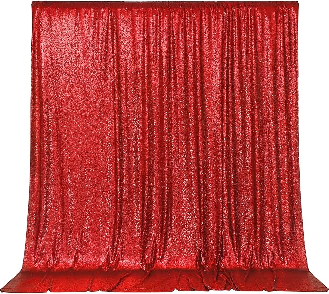 PartyDelight Red Sequin Backdrop 8x8ft Sparkly Photo Curtain | 4 Inch Rod - Image 6