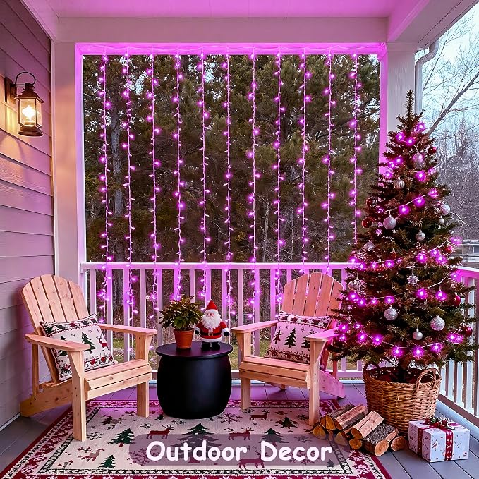 JMEXSUSS 300 LED Curtain Lights, 9.8x9.8 ft | Plug in Hanging Lights - Image 8