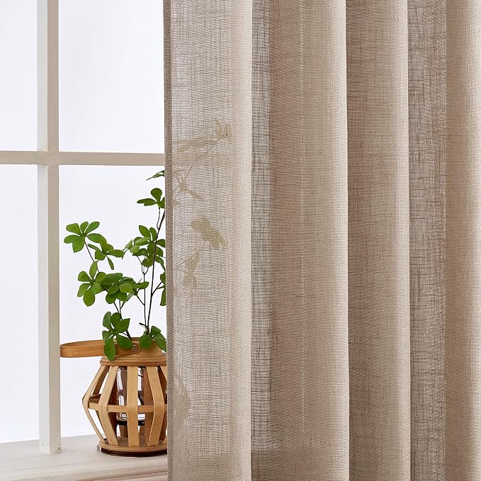 MIULEE Taupe Linen Curtains 52x84 Inch Length - Image 5