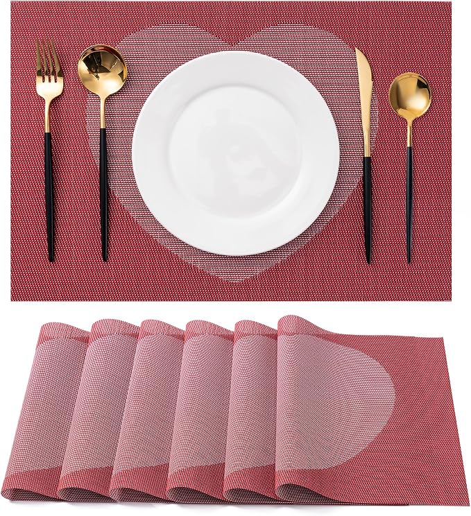 Placemats Set of 6 Washable Indoor | Outdoor Vinyl Place Mats by CADONO