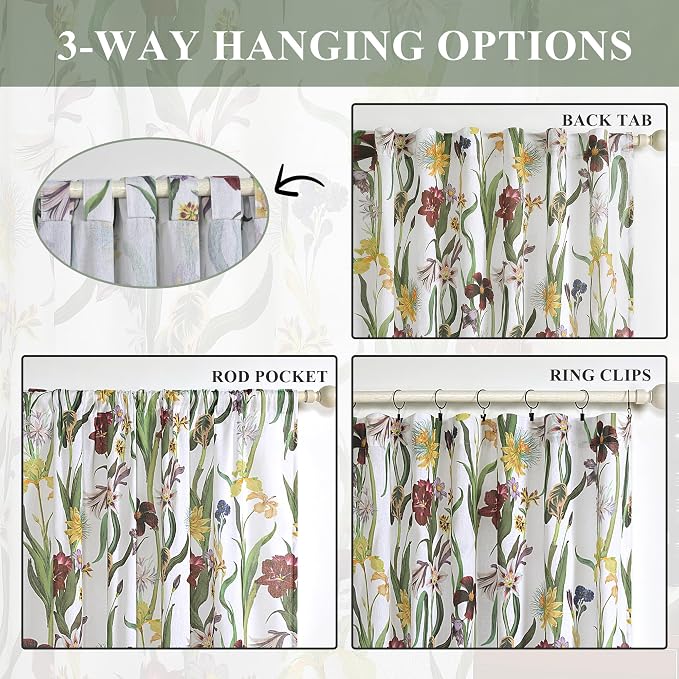 Schweek Vintage Floral Curtains 63 Inches Length 2 Panels - Image 6