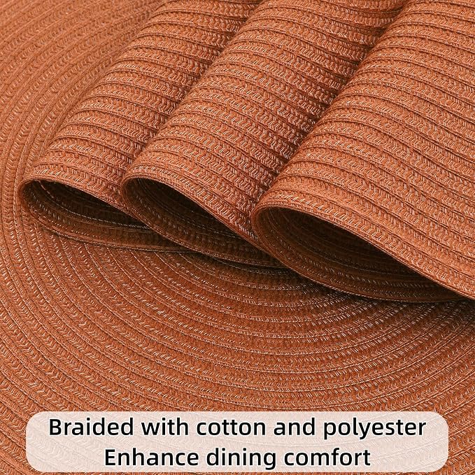 SHACOS Round Placemats Set of 8 Washable 15 inch Round Placemat Cotton - Image 4