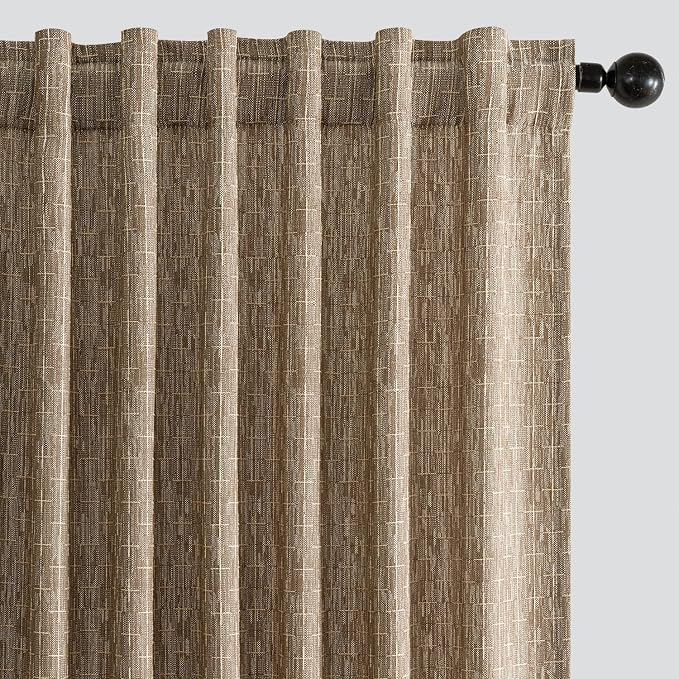MIULEE Patterned Farmhouse Linen Curtains, Back Tab by MIULEE