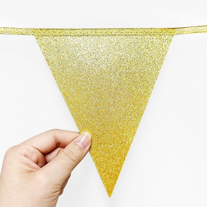 Royal Blue Gold Party Decorations Pennant Banner Flag Glitter Navy Blue and - Image 6