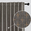 MIULEE Patterned Farmhouse Linen Curtains, Back Tab, Dark Grey | Linen Curtains by MIULEE