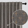 MIULEE Patterned Farmhouse Linen Curtains, Back Tab, Dark Grey | Linen Curtains by MIULEE