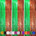 Voircoloria 3 Pack 3.3 x 8.2 ft Green and Brown Foil Fringe Backdrop Curtains by Voircoloria