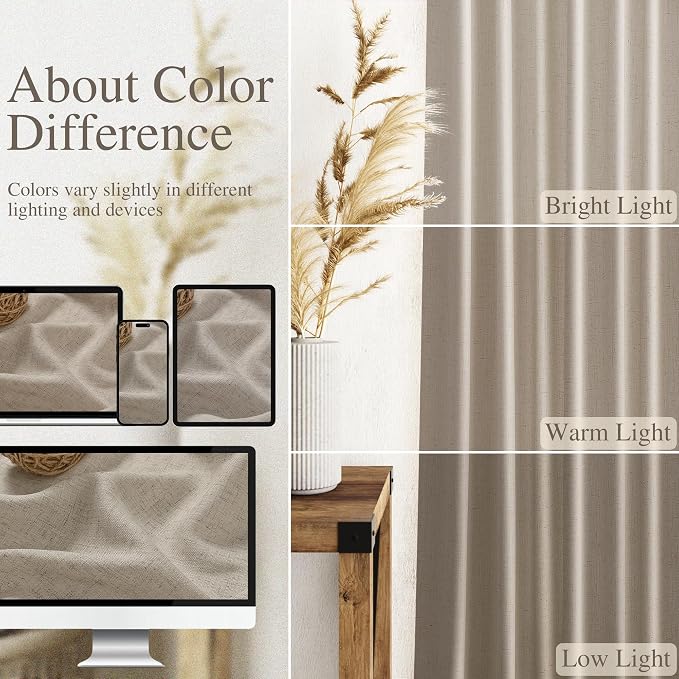 Cobblestone Linen Curtains for Living Room 100 Inches Long Light Filtering Semi - Image 3