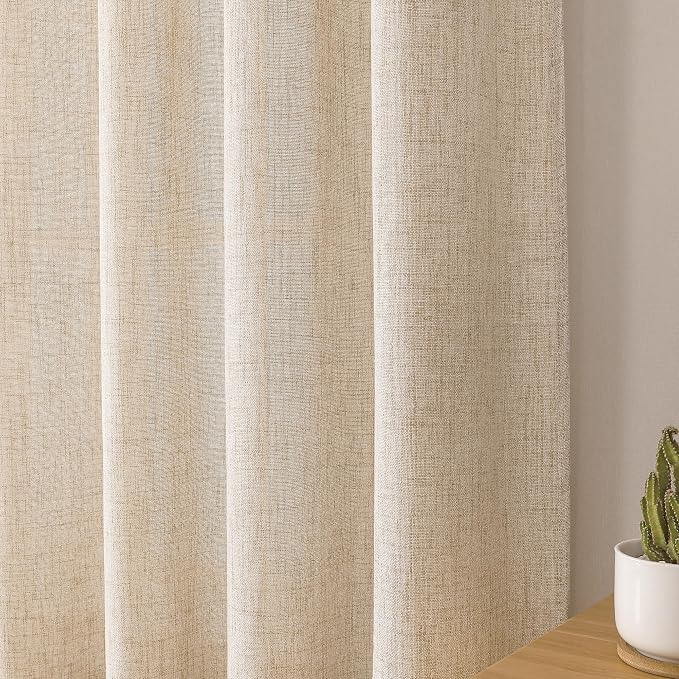 Tollpiz Short Linen Tier Curtains Rod Pocket Semi Sheer Half Kitchen Curtain - Image 8