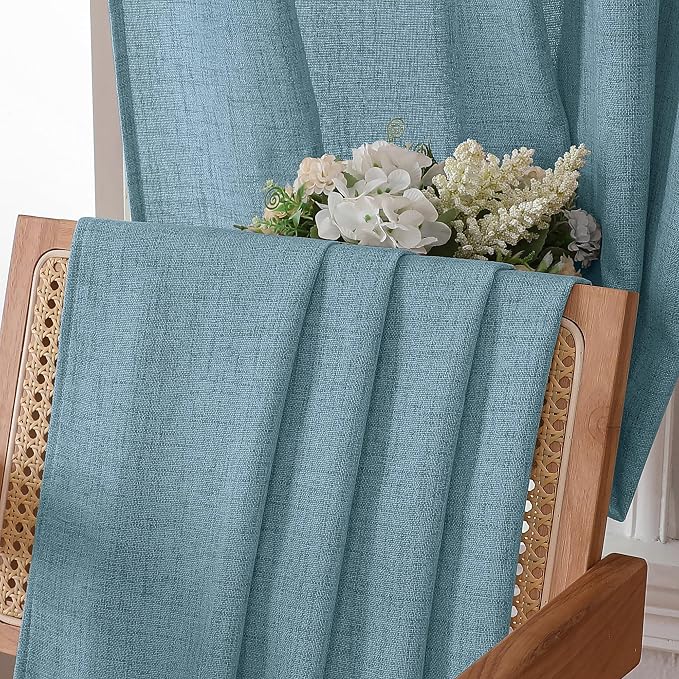 Tollpiz Linen Tier Curtains Rod Pocket Semi Sheer Short Kitchen Curtain Half - Image 6