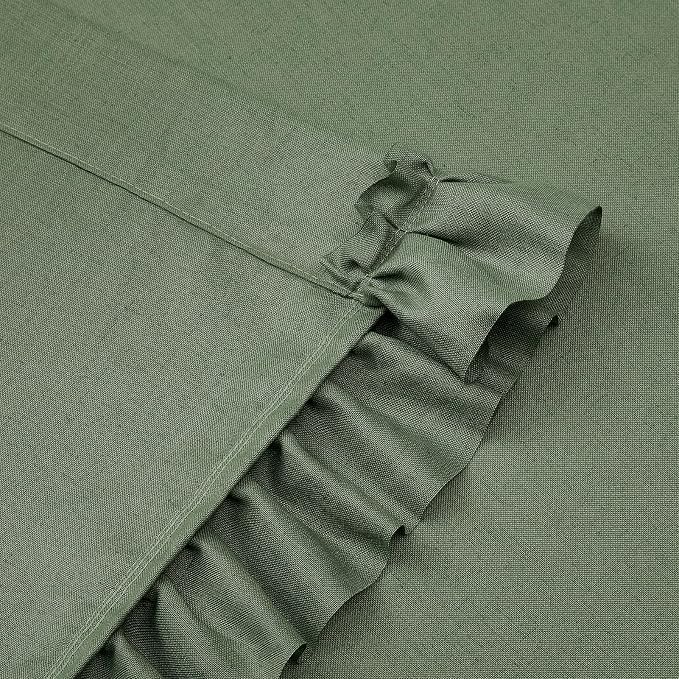 Dark Green Linen Ruffled Curtains - Image 6