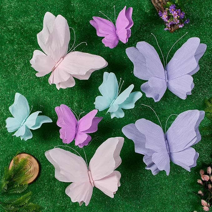 3D Hanging Butterfly Decorations, Crepe Paper Butterfly Hanging Decorations by OBBOLO