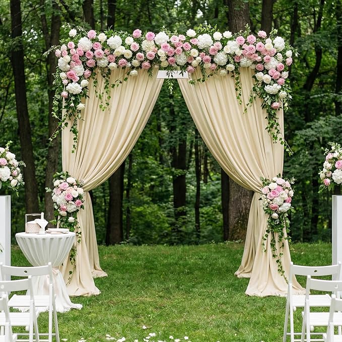 Asee'm Beige Backdrop Curtains Drapes - Image 5