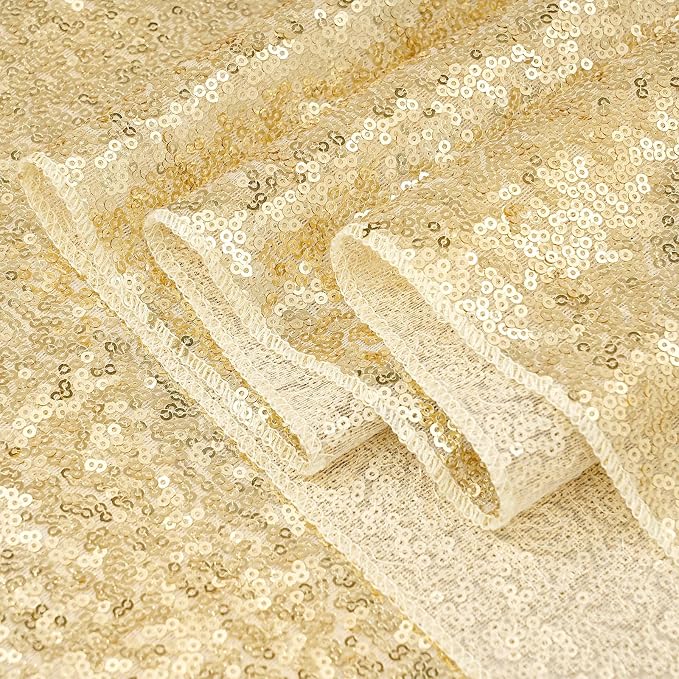 Light Gold Sequin Backdrop Curtains Party Glitter Drapes 2 Pcs 2FTx8FT | - Image 5