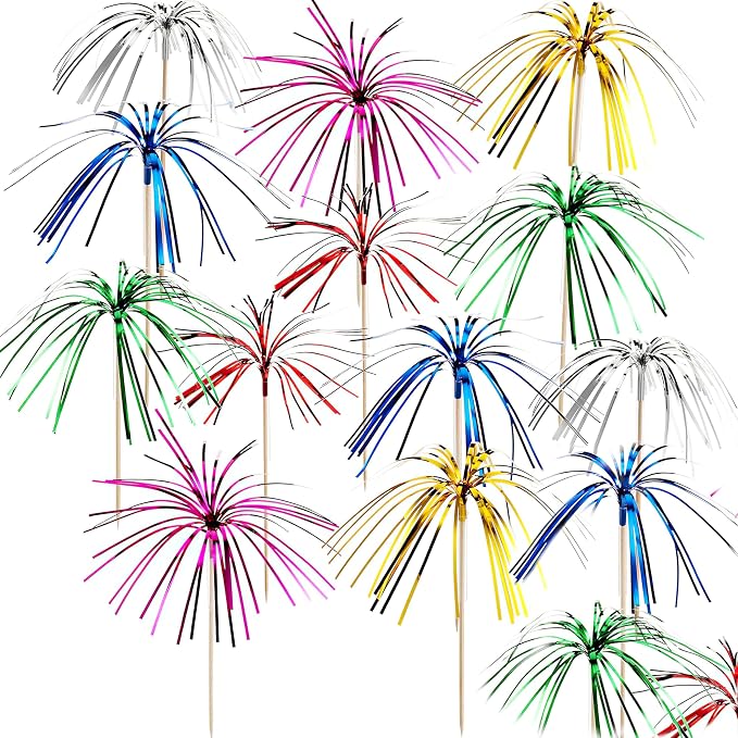 100PCS Firework-Shaped Decorative Bamboo Skewers – 18cm Cocktail Picks - Image 2