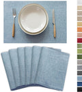 Demetex Blue Placemats Set of 6 Heat Resistant Farmhouse Burlap Placemats by DEMETEX