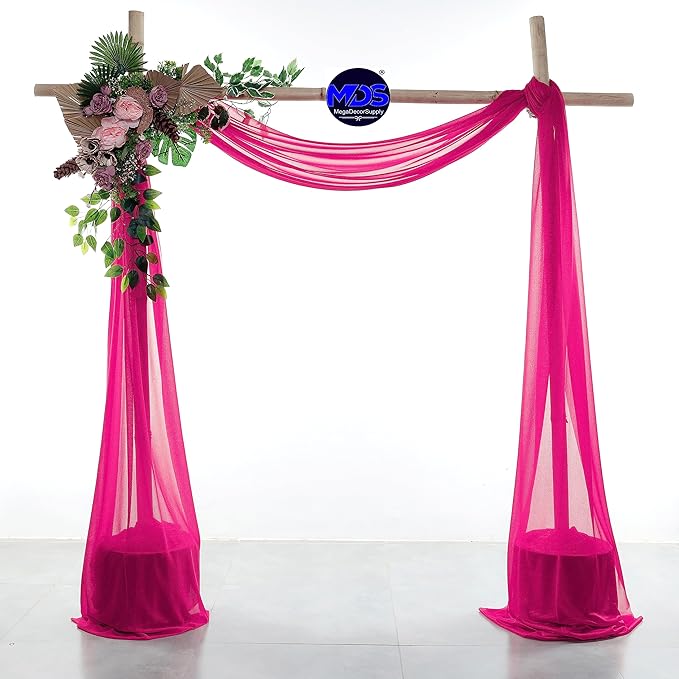 MDS Halloween Chiffon Draping Fabric - 1 Panel, 30" Wide x 75ft Long - Sheer Spooky Arbor & Canopy Drapery for Haunted House Backdrops, Party Ceilings, DIY Costumes & Themed Events - Hot Pink