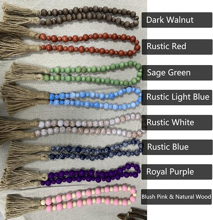 Handcrafted Farmhouse Wooden Decorative Beads Garland, Table Tray Boho Wood - Image 5