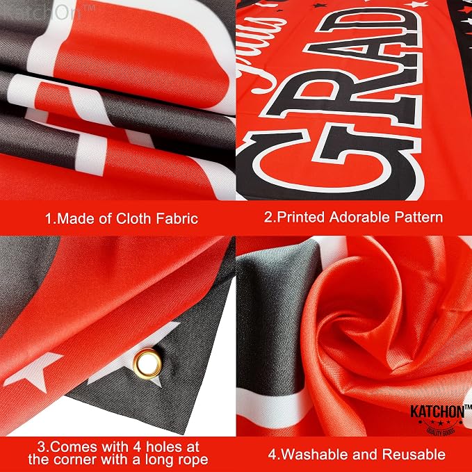 KatchOn Graduation Decorations 2026 | Red and Black Congrats Grad Banner - Image 5