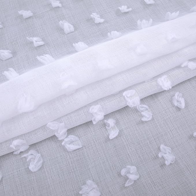 Sheer Textured Curtains 63 Inch Length 2 Panels - Image 4