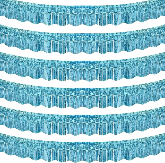 LOLStar Blue Foil Fringe Tinsel Garland, Tinsel Streamers Banner, 6 Pack | 60Ft by LOLSTAR