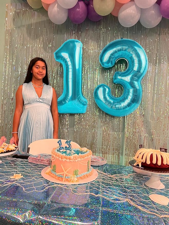 Number 5 Balloons 40 Inch for 5 15 Birthday Party Decorations, Light Blue | - Image 4