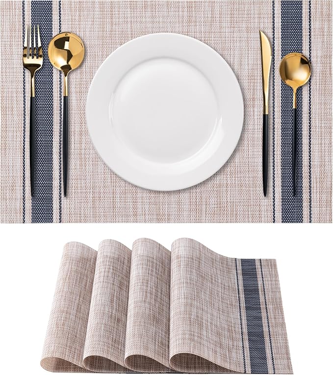 Placemats Set of 4 Washable Indoor | Outdoor Vinyl Place Mats by CADONO