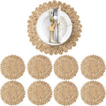 15" Corn Husk Woven Round Placemats Set of 8 by DaiVuCrafts