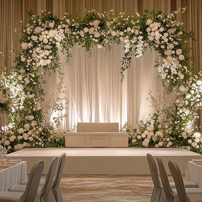 White Backdrop Curtain for Parties Backdrop Drapes, 6 Panel 5x10FT - Image 6