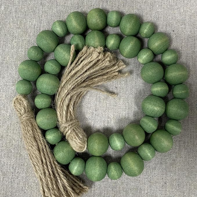 Handcrafted Farmhouse Wooden Decorative Beads Garland, Table Tray Boho Wood - Image 3