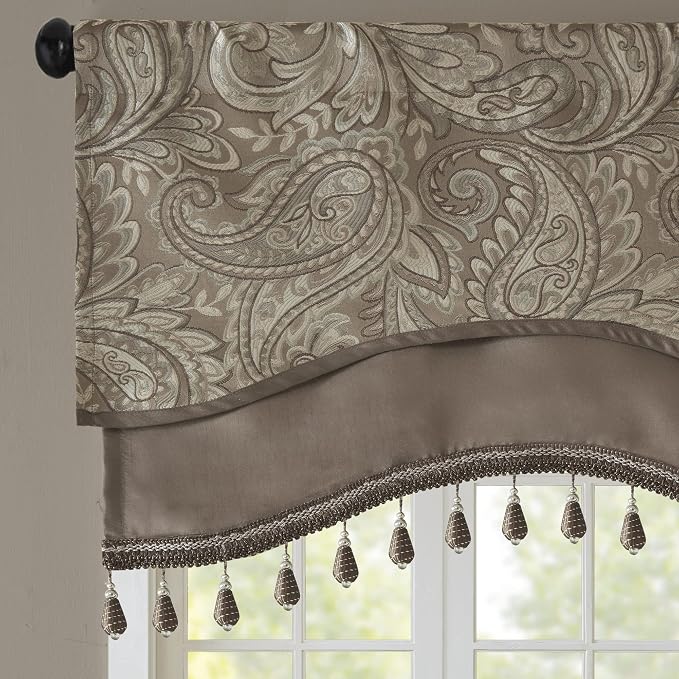 Madison Park Faux Silk Paisley Jacquard, Rod Pocket Curtain - Image 3