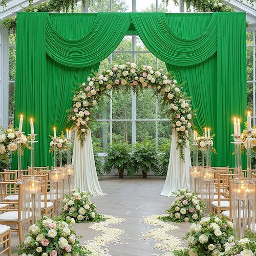 10 ft x 10 ft Wrinkle Free Green Backdrop Curtain - Image 2