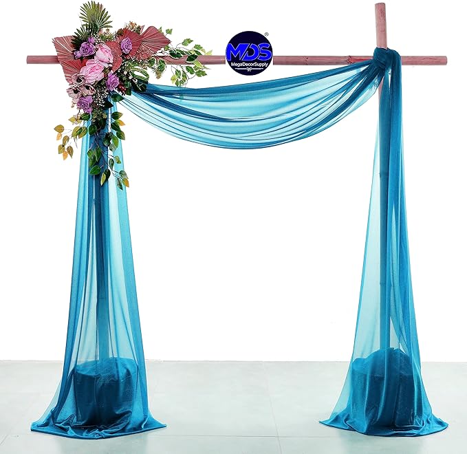MDS Halloween Chiffon Draping Fabric - 2 Panel, 30" Wide x 100ft Long - Sheer Spooky Arbor & Canopy Drapery for Haunted House Backdrops, Party Ceilings, DIY Costumes & Themed Events - Dark Teal