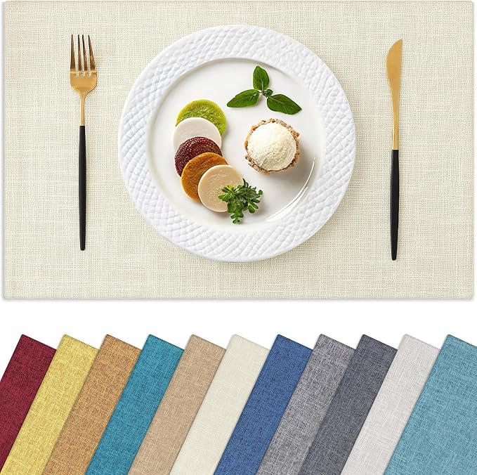 Homaxy Cloths Placemats for Dining Table Set of 4, Cream | Heat Resistant by Homaxy