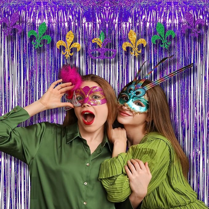 BRAVESHINE Purple Foil Fringe Curtains | Party Streamers Backdrop | 3.2x8.2ft - Image 5