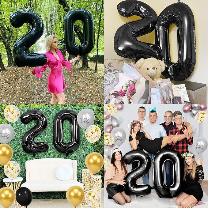 20th Birthday Decorations for Men, 40 inch 20 Balloon Numbers - Image 7