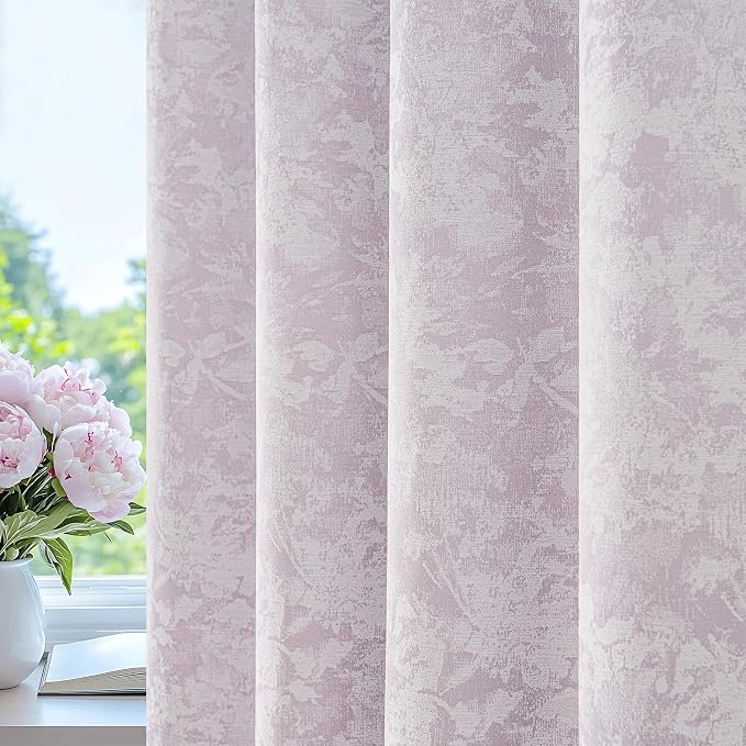 Beauoop Purple Floral Jacquard Blackout Curtains Bedroom 52x108 2 Panels | by Beauoop