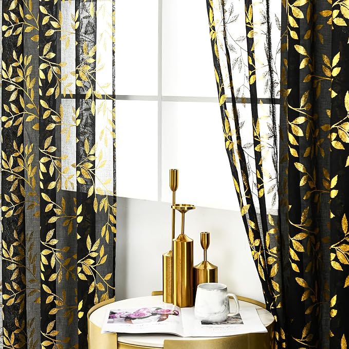 Sutuo Home Black Sheer Curtains 63 Inch Length 2 Panels Set, Privacy Window - Image 3