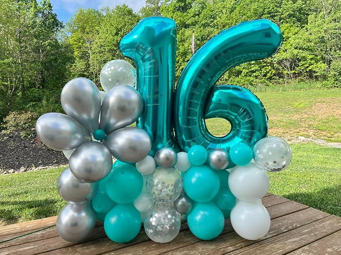 Light Blue Number 7 Balloon 40 Inch, 7th Birthday Decorations Men Women | Foil - Image 8
