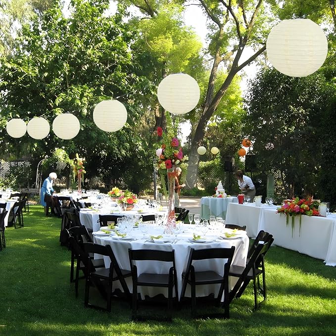 20Pcs Cream Paper Lanterns for Parties, 6” 8” 10” 12” Chinese Asian Hanging - Image 5