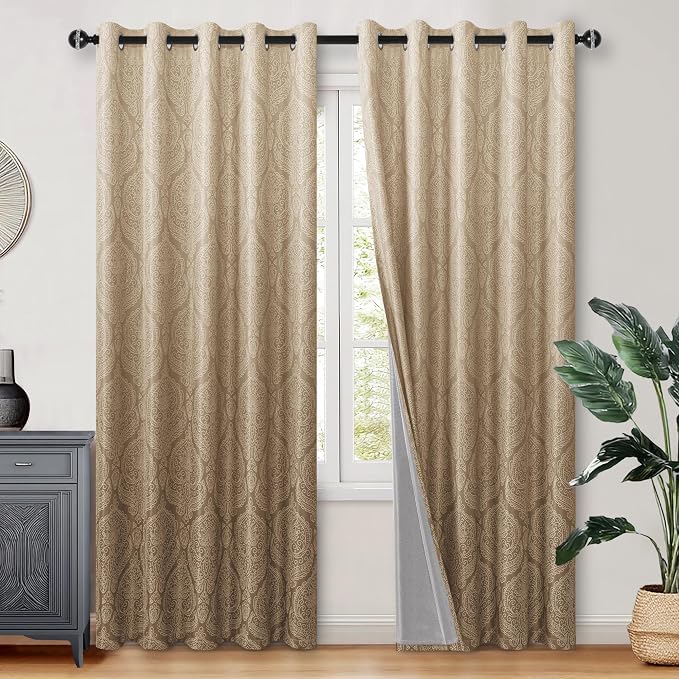 DWCN Taupe Blackout Curtains for Bedroom 84 Inch Long by DWCN