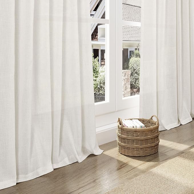 Cream Semi Sheer Linen Curtains 72 inch Length - Image 5