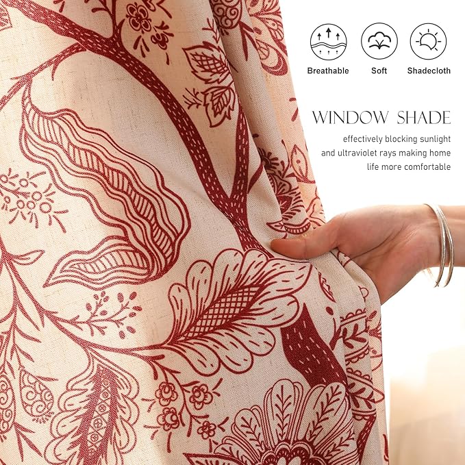 Designer Elegant Linen Printed Curtains, 2 Panels, kitchen Bedroom Living Room - Image 3