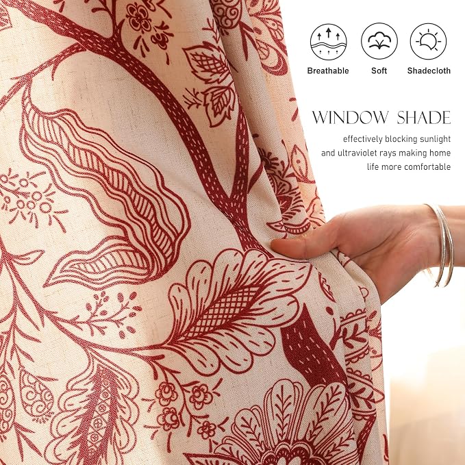 Designer Elegant Linen Printed Curtains, 2 Panels, kitchen Bedroom Living Room - Image 3