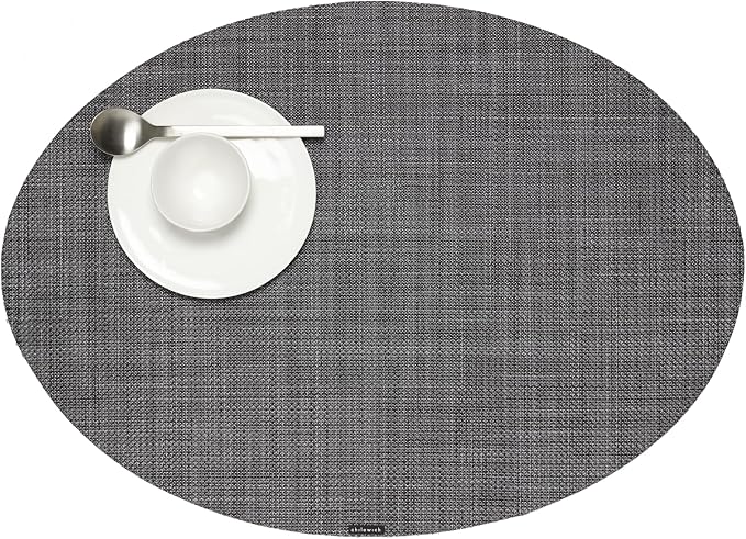 Chilewich Mini Basketweave Placemats, Woven Oval Placemats Set of 4 | Reusable by Chilewich