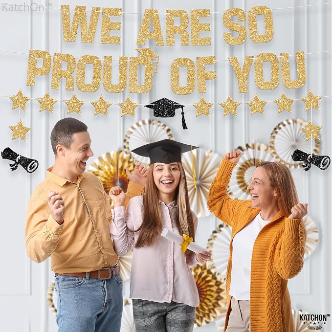 KatchOn Glitter Gold We are So Proud of You Banner 10 Feet | No DIY, Pre Strung - Image 8