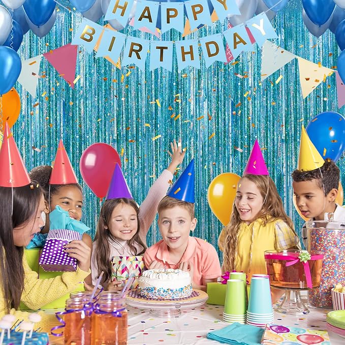 5 Pack 3.3 x 9.9 ft Holographic Blue Tinsel Streamers Party Decorations | Foil - Image 4