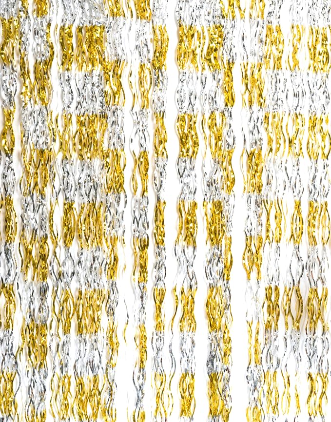 GOER Metallic Tinsel Foil Fringe Curtains Party Photo Backdrop Party Streamers - Image 2